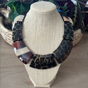 Leopard Print Necklace with Gold Extension Chain